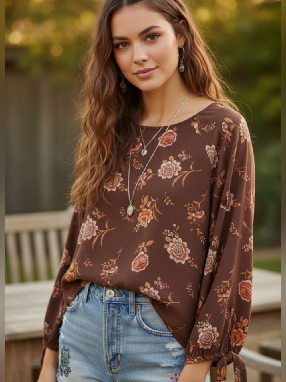 Papermoon boutique BOHO CHIC floral flowy top. Ribbon sleeves. Size XS.StitchFix